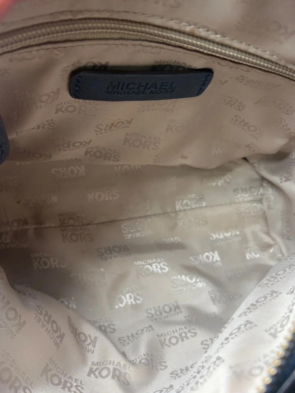 Michael Kors Small Navy Blue/Gold Saffiano Leather Satchel Crossbody Bag